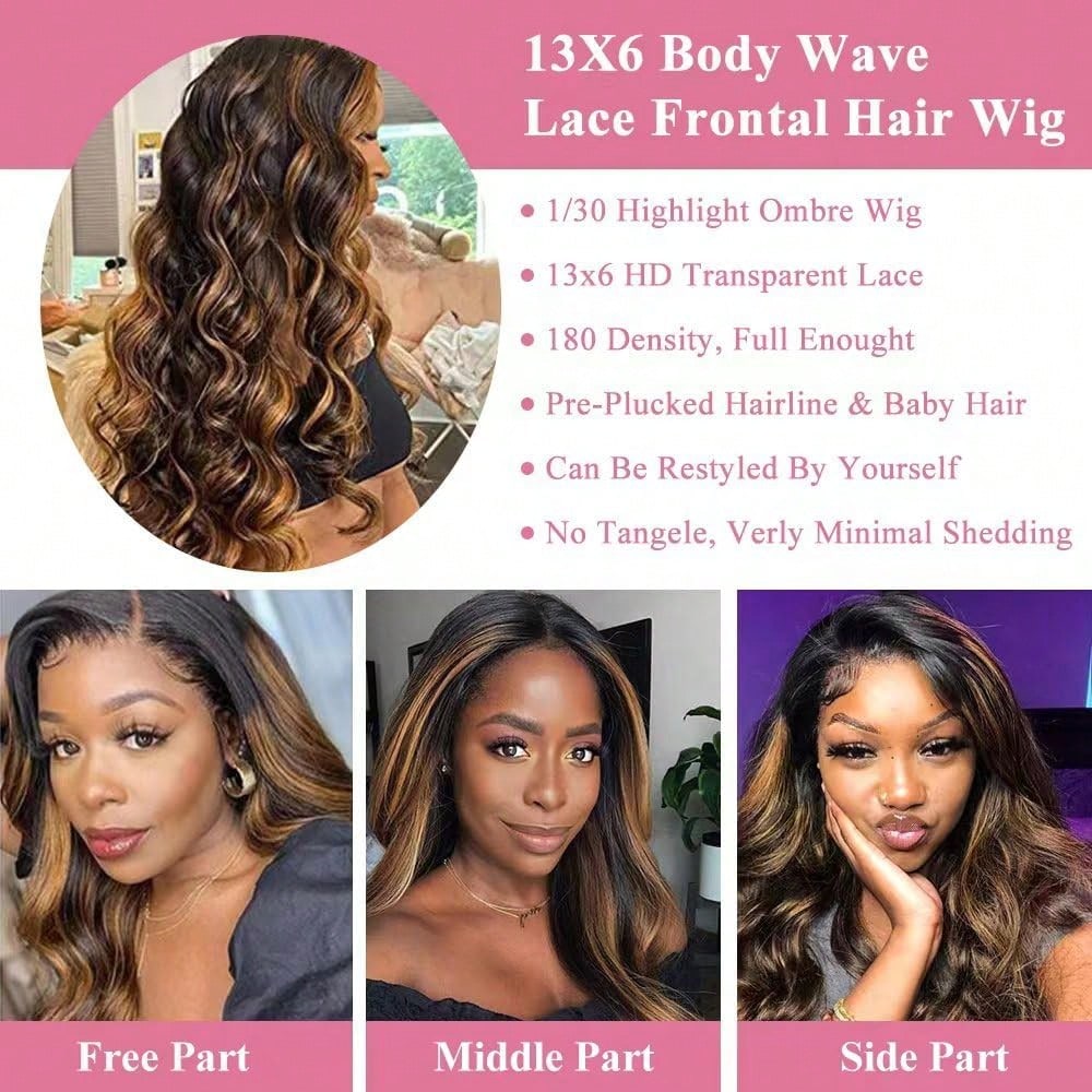 P1B30 Body Wave Highlight Ombr - đánh giá và giá Hd Lace Frontal Wig Human Hair Pre Plucked