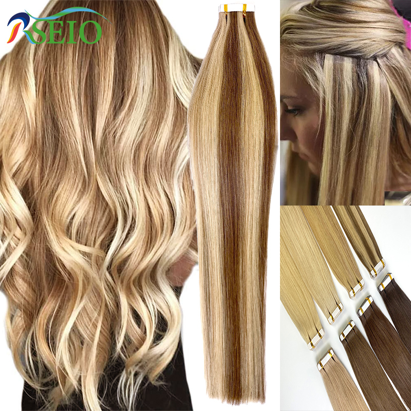 RSEIO Straight Tape In Human H - đánh giá và giá Invisible Tape In Extensions Real Hair