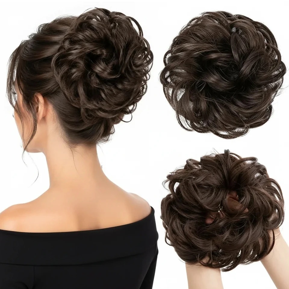 Elegant Curly Wave Messy Bun H - đánh giá và giá Claw Clip Messy Bun Hair Piece