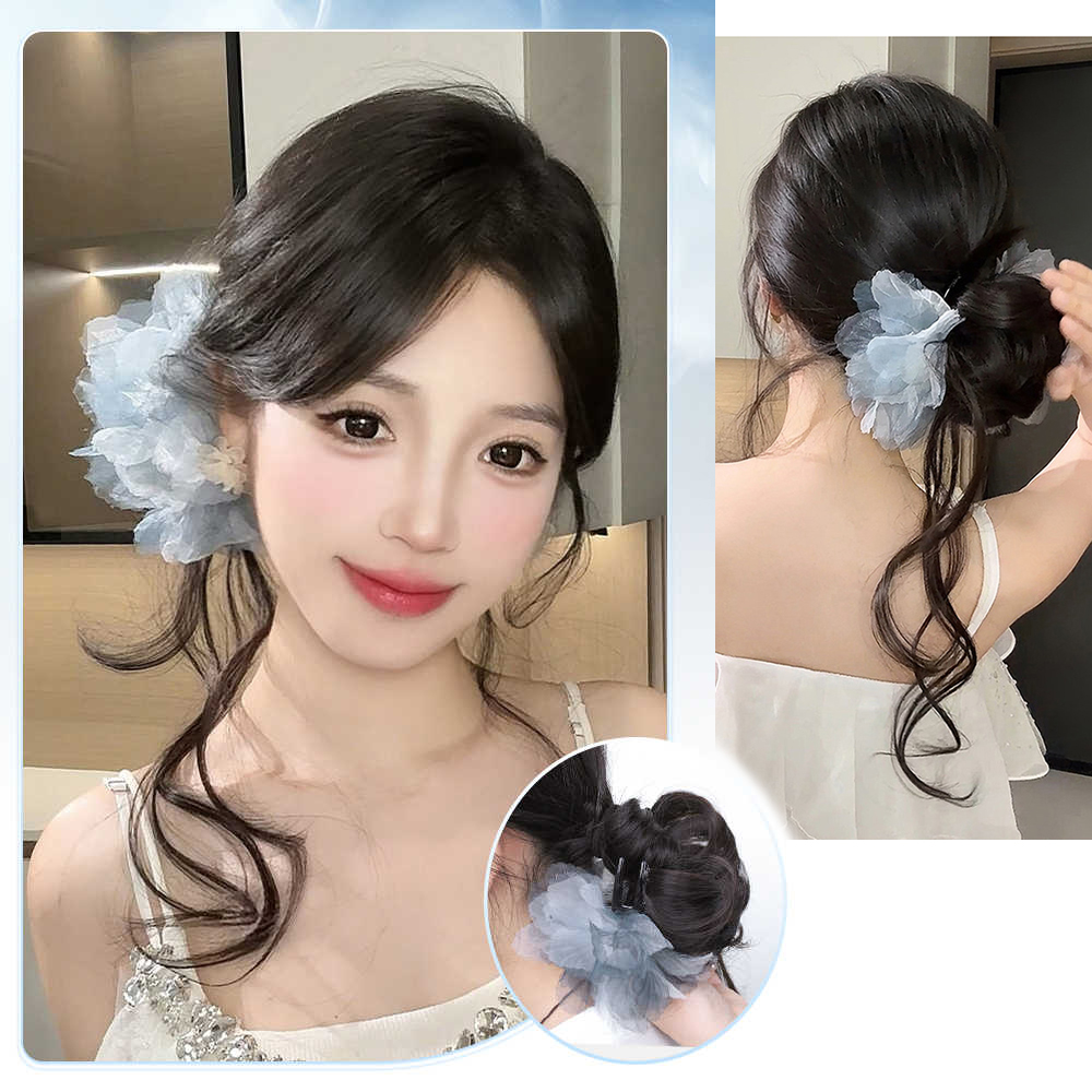 Synthetic Short Wavy Curly Flo - đánh giá và giá Claw Clip Messy Bun Hair Piece