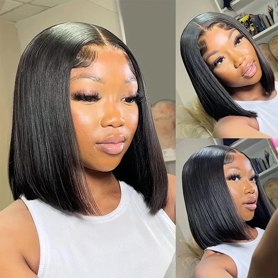 Bob Wig Human Hair Short Strai - đánh giá và giá Glueless Wear And Go Human Hair Wig